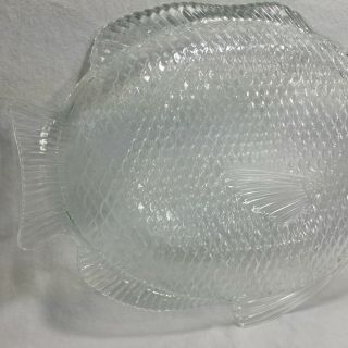 Clear Glass Fish Shaped Serving Platter,  Oven Proof 11 