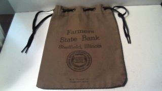 Farmers State Bank Drawstring Bank Deposit Bag Sheffield Illinois - Fdic $5000