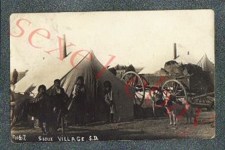 South Dakota Sioux Indian Village - Sd Butcher - Circa 1910 Rppc Photo Grade 4