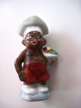 Vintage Cute " Little Black Sambo " Salt Shaker W/ Chef 