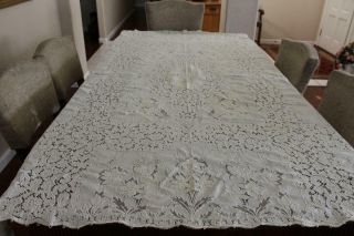 Vtg Quaker Lace Tablecloth 62 " X81 " Loops Off White Ecru