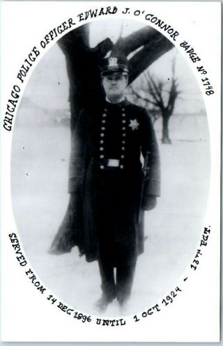 C1950s Illinois Rppc Photo Postcard " Chicago Police Officer Edward J.  O 