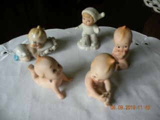 Lefton Bisque Kw913 Kewpie Doll Figurines - Japan
