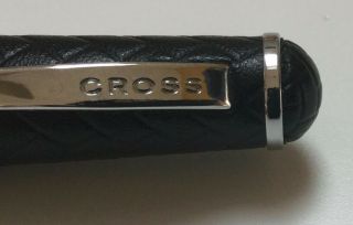 Rare find Cross black woven leather ballpoint pen with chrome accents 2