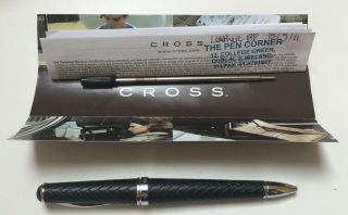 Rare find Cross black woven leather ballpoint pen with chrome accents 5