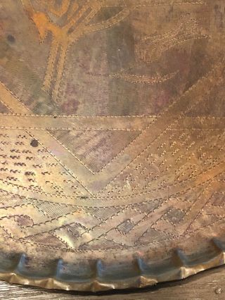 Vintage Copper 13” Plate Etched Floral Star Design Irish? 4