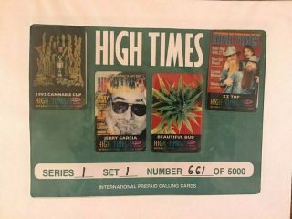 High Times Collectible Calling Cards Zz Top - Jerry Garcia Series 1 Set 1 Number