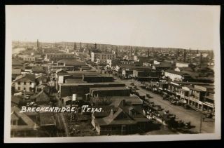1920 Breckenridge Texas Rppc Real Photo City View Vintage Postcard