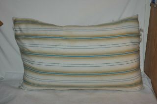 Vintage Blue Stripe 29 1/2 " X 19 " Feather Pillow Soft X Large Very Soft