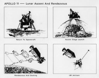 Apollo 11 / Orig Nasa 8x10 Press Photo - Artwork Depicting Mission Events