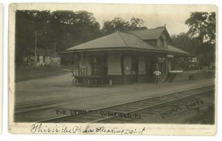 Rppc P&r Reading Railroad Station Winfield Pa Union County Real Photo Postcard 2