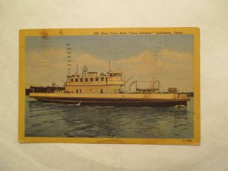 Ferry Boat Cone Johnson Galveston Texas Tx Postcard