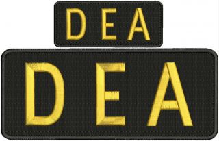 Dea Embroidery Patches 4x10 And 2x5 Hook On Back Gold