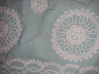 Vintage Pink Green White Chenille Bedspread Twin 4