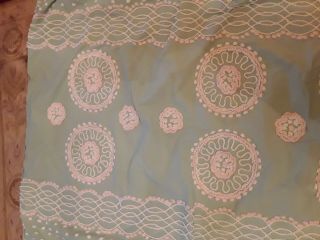 Vintage Pink Green White Chenille Bedspread Twin 5