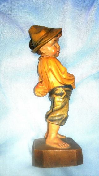 Hand Carved Wooden Statue of Italian Boy,  c 1930s - 40s,  6 