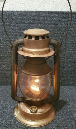 Antique Kerosene Barn Lantern - C.  T.  Ham Mfg.  Co.  - Brass Top & Tank / Top - Lift