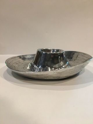 Ann Kary Pewter Botanero Sombrero Palma Made in Mexico Mexican Hat Chips and Dip 8