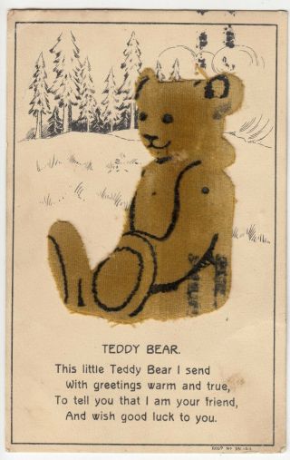 Novelty; Applied Fabric Teddy Bear & Verse Ppc,  1d To Pay,  1914,  To H Brearley