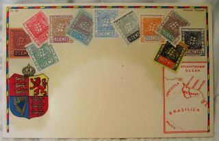Vintage Ottmar Zieher Stamp Series Postcard - No.  86 Britisch Guyana