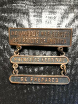 Rare,  Wwi Indianapolis Boy Scouts War Service Medal,  With Bars
