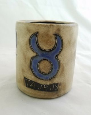 Design By Mara Mexico Mexican Pottery Stoneware Mug Cup Zodiac Sign Taurus