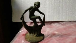 1 Vintage Art Deco Cast Iron Bookend - Nude Dancer 6 1/2 " H Stamped 15