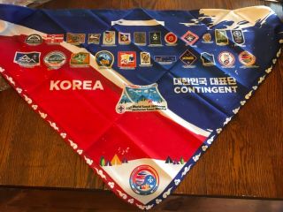 2019 World Jamboree Korea Contingent Neckerchief W/ All World Jamboree Symbols