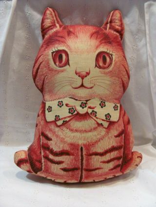 Vintage Charlie The Kitten Kitty Cat Fabric Panel Stuffed Pillow