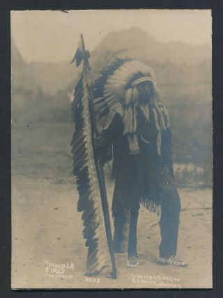 1907 Thunder Bird Cheyenne W/ Staff Native American Cabinet Photo By B.  F.  Waite