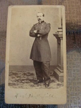 M.  Brady Cdv Civil War Union General Daniel Butterfield Photograph,  Signature