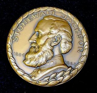 Stonewall Jackson 3 Inch Bronze Medallion Paperweight With Case By Medallic Art