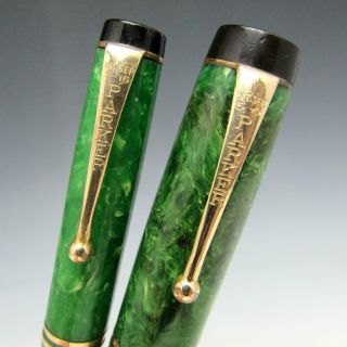 Vintage Jade Green Parker Duofold Fountain Pen & Mechanical Pencil Set 5