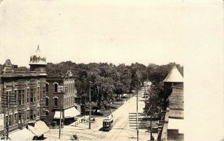 1909 Rppc Galesburg,  Il: Main Street View With Street Car.  Sent To Germany.