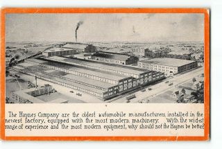 Kokomo Indiana In Postcard 1907 - 1915 Haynes Company Automobile Manufacturers