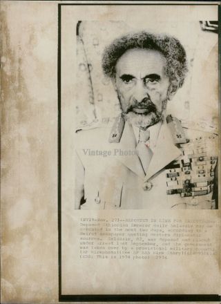 1974 Ethiopian Emperor Haile Selassie Execution Political Uniform Wirephoto 8x10