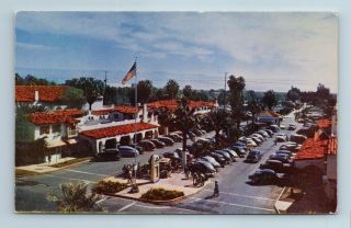 Palm Springs California The Plaza Shopping Center Vintage Cars Postcard