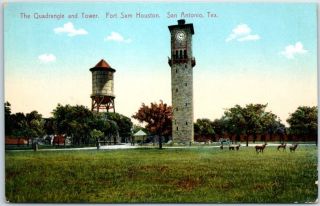 San Antonio,  Texas Postcard " Quadrangle & Tower,  Fort Sam Houston " C1910s