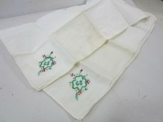 2 Vintage Embroidered Girls Scout Handkerchiefs