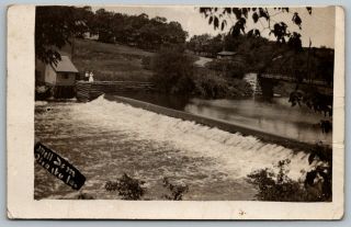 Otranto Station Iowa Mill Dam Couple On Log Wall Road To Bridge 1910 Rppc