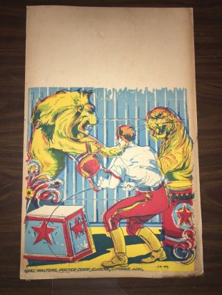 Neal Walters Circus Poster Vintage Screen Printed Old Stock Card Stock