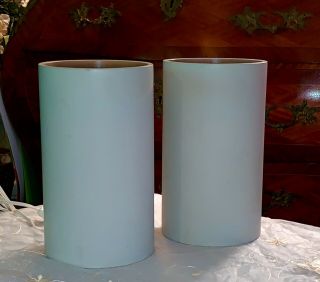 Unique Pair Mcm Cylinder Table Lamps Vintage Melmac Soft White Color Tube Lamps