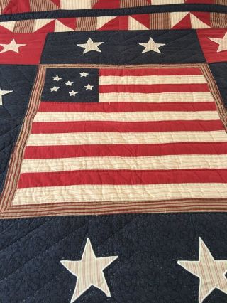 Wow Americana Vintage Flag Stars & Stripes Patchwork Quilt 88 " X 88 "