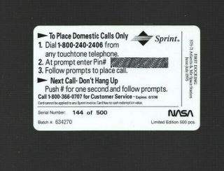 1995 Collectible Sprint Nasa Rendezvous Prepaid Phone Card 2