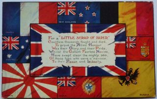 For A Little Scrap Of Paper Wwi Patriotic Postcard Flags Of Allies See Both Pics