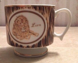 Vintage Footed Lion Design Cup Mug - 3.  25 " Tall / Shaving Coffee Tea