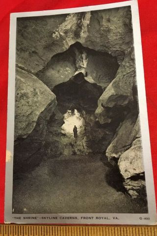 Vintage Postcard " Shrine " Skyline Caverns Front Royal Virginia Bw Silver Border