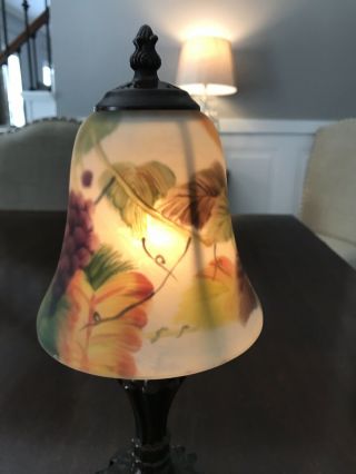 Glynda Turley Lamp Reverse Painted Glass Shade,  Signed and Dated. 2