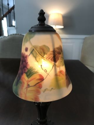 Glynda Turley Lamp Reverse Painted Glass Shade,  Signed and Dated. 4