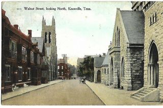 Antique Postcard Walnut Street Looking North Knoxville Tennessee Tn 191?